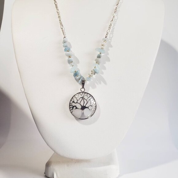 NEW TREE OF LIFE 925 STERLING SILVER PENDANT NECKLACE 17" QUARTZ PROTECTION - Picture 3 of 3